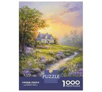 Puzzles De 1000 Pièces pour Adolescents Cottage by The Creek Puzzle Jeux Relaxants Décoration Murale Cadeaux d'anniversaire Uniques 52x38cm/1000pcs