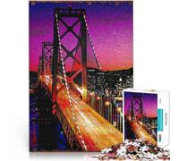 Puzzles de 1000 pièces pour Adolescents Coucher de Soleil sur Le Golden Gate Bridge Jeu Stimulant Décoration Parfaite 75x50cm