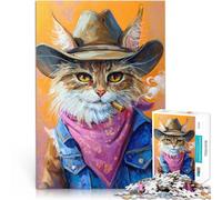 Puzzles de 1000 pièces pour Adolescents Cowboy Cat Fume Jouet éducatif intellectuel décompressant Super Cadeau 75x50cm