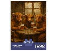 Puzzles De 1000 Pièces pour Adolescents Cows Drinking Beer at A Table Puzzle pour Adolescents, Activités Familiales pour Anniversaire, Noël Et Cadeaux Uniques 70x50cm/1000pcs