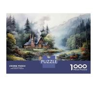 Puzzles De 1000 Pièces pour Adolescents Cozy Cabin by The River Puzzles pour Adolescents Découpe De Précision Stimule Le Cerveau Cadeaux Anti-Stress 52x38cm/1000pcs
