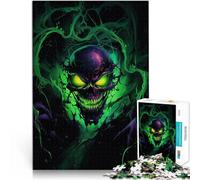 Puzzles de 1000 pièces pour Adolescents Crâne Violet Flammes Vertes Jouets de Jeu Décoration Murale, Cadeaux Uniques pour Anniversaire et Noël 52x38cm