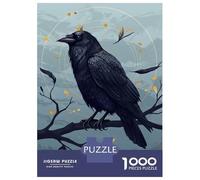 Puzzles De 1000 Pièces pour Adolescents Crowned Raven on Branch Digital Art Puzzle pour Adultes Jouet Décoration Murale Défi Difficile À Compléter 52x38cm/1000pcs