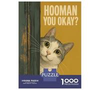 Puzzles De 1000 Pièces pour Adolescents Curious Cat Asks Hooman You Okay Bathroom Art Puzzles pour Adolescents : Un Jeu Éducatif Amusant Et Humoristique, Un Défi Intellectuel 52x38cm/1000pcs