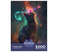 Puzzles De 1000 Pièces pour Adolescents Curious Cat Casse-têtes pour Adultes, Jeu De Réflexion, Difficile, Amusant, Activités À La Maison 52x38cm/1000pcs