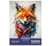 Puzzles De 1000 Pièces pour Adolescents Curious Colorful Fox Puzzles pour Adultes Jeux Anti-Stress Analyse Et Logique Cadeaux d'anniversaire Uniques 70x50cm/1000pcs