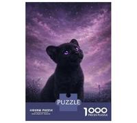 Puzzles De 1000 Pièces pour Adolescents Cute Black Panther Kitten Under Starry Sky Puzzles pour Adultes Jeux De Société pour S'amuser en Famille Offrez-Leur des Cadeaux 70x50cm/1000pcs