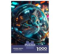 Puzzles De 1000 Pièces pour Adolescents Cute Cat Astronaut Puzzles pour Adolescents, Jouets À Monter Soi-même, Analyse Et Logique, Cadeau d'anniversaire Ou De Noël 52x38cm/1000pcs