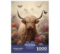 Puzzles De 1000 Pièces pour Adolescents Cute Floral Highland Cow Puzzles pour Adultes Jeux Relaxants Décoration Intérieure pour Anniversaire, Noël 70x50cm/1000pcs