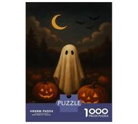 Puzzles De 1000 Pièces pour Adolescents Cute Ghost with Pumpkins - Spooky Halloween Wall Art Puzzles pour Adultes Jeux Relaxants Cadeaux pour Femmes Interaction Parent-Enfant 70x50cm/1000pcs