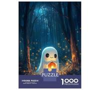 Puzzles De 1000 Pièces pour Adolescents Cute Halloween Ghost in Forest Puzzle pour Adultes Jeux Relaxants Décoration Intérieure Jeu Stimulant Cadeaux 70x50cm/1000pcs