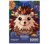Puzzles De 1000 Pièces pour Adolescents Cute Hedgehog Surrounded by Flowers Puzzle pour Adolescents, Activités Familiales pour Anniversaire, Noël Et Cadeaux Uniques 38x26cm/1000pcs