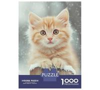 Puzzles De 1000 Pièces pour Adolescents Cute Kitten in Winter Puzzle Adulte Jeu Manuel Défi Difficile Cadeaux pour Amis Et Famille 70x50cm/1000pcs