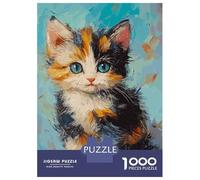 Puzzles De 1000 Pièces pour Adolescents Cute Paint Cat Puzzle Jeux De Famille Décoration Intérieure Cadeaux d'anniversaire Uniques 38x26cm/1000pcs