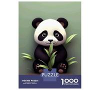Puzzles De 1000 Pièces pour Adolescents Cute Panda with Bamboo Leaves Puzzles pour Adultes Jeux De Société Cadeaux pour Femmes Stimule Le Cerveau 52x38cm/1000pcs
