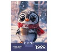 Puzzles De 1000 Pièces pour Adolescents Cute Penguin with Coffee-2 Puzzle Adulte Jeu Manuel Amusant Et Humoristique Cadeau Anti-Stress 70x50cm/1000pcs