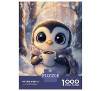 Puzzles De 1000 Pièces pour Adolescents Cute Penguin with Coffee in Snowy Forest Puzzles pour Adolescents, Jouets Anti-Stress, Cadeaux pour Femmes, Cadeaux Anti-Stress 70x50cm/1000pcs