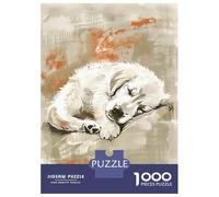 Puzzles De 1000 Pièces Pour Adolescents Cute Sleeping Golden Retriever Pup Nursery Illustration Digital Art Puzzles Pour Adultes Jeux Relaxants Cadeaux Pour Femmes Interaction Parent-enfant 38x26cm/10