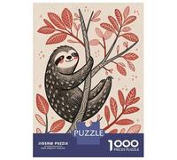 Puzzles De 1000 Pièces pour Adolescents Cute Sloth Hanging on A Tree Branch Puzzle pour Adolescents Améliore La Mémoire Stimulant À Compléter Apprentissage Jouets Éducatifs 38x26cm/1000pcs