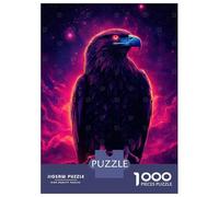 Puzzles De 1000 Pièces pour Adolescents Cyberpunk Eagle with Glowing Red Eyes Puzzle Adulte Jeu Manuel Défi Difficile Cadeaux pour Amis Et Famille 70x50cm/1000pcs