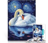 Puzzles de 1000 pièces pour Adolescents Cygne sous la Nuit étoilée Difficile et défi Convient pour la décoration de Bureau 52x38cm
