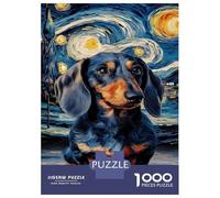 Puzzles De 1000 Pièces pour Adolescents Dachshund in Starry Night Puzzles pour Adolescents, Jeu De Réflexion Amusant Et Humoristique, Cadeau d'anniversaire Unique 52x38cm/1000pcs