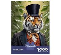 Puzzles De 1000 Pièces pour Adolescents Dapper Tiger in Top Hat and Suit Puzzle Jeux Relaxants Une Œuvre d'art Cadeaux d'anniversaire Uniques 52x38cm/1000pcs