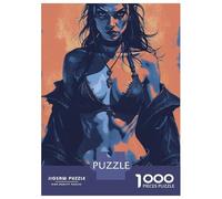 Puzzles De 1000 Pièces pour Adolescents Dark-Haired Woman in Blue and Orange Puzzle pour Adultes Jeux Relaxants Décoration Intérieure Jeu Stimulant Cadeaux 52x38cm/1000pcs
