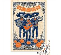Puzzles De 1000 Pièces pour Adolescents Day of The Dead Skeletons Art Print Puzzle Jeux Relaxants Cadeaux pour Femmes Cadeaux De Noël Et d'anniversaire 38x26cm/1000pcs