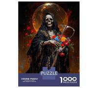 Puzzles De 1000 Pièces pour Adolescents Death, Santa Muerte with Roses Puzzles pour Adultes Jeux Relaxants Anti-Stress Difficile Et Stimulant 52x38cm/1000pcs