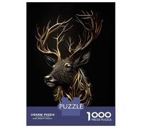 Puzzles De 1000 Pièces pour Adolescents Deer Black Gold Puzzles pour Adolescents - Jeu Manuel - Décoration Murale - Défi À Relever 38x26cm/1000pcs