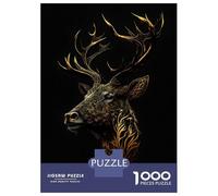 Puzzles De 1000 Pièces pour Adolescents Deer Gold Black Poster Puzzles pour Adolescents - Jeu Manuel - Décoration Murale - Défi À Relever 70x50cm/1000pcs