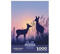 Puzzles De 1000 Pièces pour Adolescents Deer Silhouettes at Sunset Puzzle pour Adultes Jouet Décoration Murale Défi Difficile À Compléter 52x38cm/1000pcs