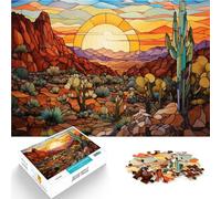 Puzzles de 1000 pièces pour Adolescents Désert de vitraux Jouets Jeux éducatifs Soulagement du Stress Super Cadeau 38x26cm