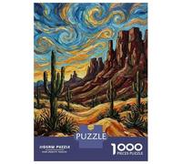Puzzles De 1000 Pièces pour Adolescents Desert Landscape with Saguaro Cacti Puzzle pour Adolescents Améliore La Mémoire Stimulant À Compléter Apprentissage Jouets Éducatifs 38x26cm/1000pcs