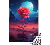 Puzzles De 1000 Pièces pour Adolescents Desert Rose with Full Moon Puzzles pour Adultes Améliorent La Mémoire Casse-tête Difficile Et Stimulant Jeux De Réflexion en Famille 70x50cm/1000pcs