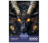 Puzzles De 1000 Pièces pour Adolescents Devil Black Goat with Golden Horns Puzzle pour Adultes Jeux Amusants Améliorent La Mémoire Aide À Exercer Le Cerveau 38x26cm/1000pcs