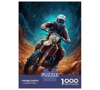 Puzzles De 1000 Pièces pour Adolescents Dirt Bike Space Astronaut Puzzles pour Adolescents Vacances À La Maison Tuer Le Temps Stimuler Le Cerveau Amusant en Famille Et Soirée Jeux 70x50cm/1000pcs