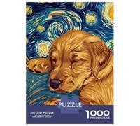 Puzzles De 1000 Pièces pour Adolescents Dog Sleeping in Starry Night Style Puzzle Jeux Relaxants Cadeau d'anniversaire Cadeaux Anti-Stress 70x50cm/1000pcs