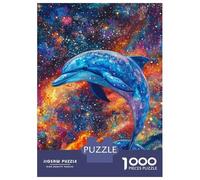 Puzzles De 1000 Pièces pour Adolescents Dolphin in Cosmos -2 Puzzles pour Adultes Jeu Familial Cadeaux pour Femmes Difficile Et Stimulant 70x50cm/1000pcs