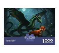 Puzzles De 1000 Pièces pour Adolescents Dragon and Fox Enchanted Forest Puzzle pour Adultes Jeux Relaxants Décoration Parfaite, pour Toute La Famille 38x26cm/1000pcs