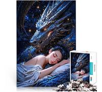 Puzzles de 1000 pièces pour Adolescents Dragon avec Une Fille endormie Jeu Stimulant Renforcer l'amour Entre Les Couples 38x26cm