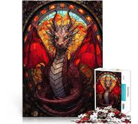 Puzzles de 1000 pièces pour Adolescents Dragon en vitrail Jouet éducatif d'apprentissage est idéal comme Cadeau pour Toute la Famille 38x26cm