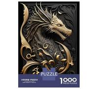 Puzzles De 1000 Pièces pour Adolescents Dragon Golden Flame Puzzles pour Adultes Jeux Amusants Décoration Parfaite pour Un Anniversaire, Noël 52x38cm/1000pcs