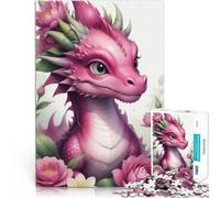 Puzzles de 1000 pièces pour Adolescents Dragon Rose Aquarelle Entraînez Votre Cerveau et Vos Mains Idées Cadeaux 38x26cm