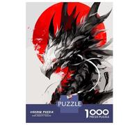 Puzzles De 1000 Pièces pour Adolescents Dragon with Red Sun Digital Art Puzzle Jeux Relaxants Cadeaux pour Femmes Cadeaux De Noël Et d'anniversaire 70x50cm/1000pcs