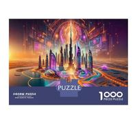 Puzzles De 1000 Pièces pour Adolescents Dubai Cityscape with Futuristic Architecture Puzzles pour Adultes Jeu Familial Cadeaux pour Femmes Difficile Et Stimulant 52x38cm/1000pcs