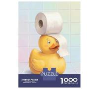 Puzzles De 1000 Pièces pour Adolescents Duck with Toilet Paper Hat Puzzles pour Adultes Vacances À La Maison Tuer Le Temps Entraîner Son Cerveau Et Ses Mains Cadeau d'anniversaire, Cadeaux De Voyage,