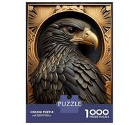 Puzzles De 1000 Pièces pour Adolescents Eagle Gold Relief Deco Puzzle Jeux Relaxants Décoration Murale Cadeaux pour Les Amis Et La Famille 38x26cm/1000pcs