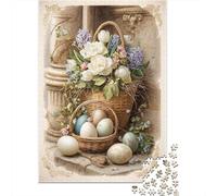 Puzzles De 1000 Pièces pour Adolescents Easter Eggs Basket Decor Puzzles pour Adultes, Jeu Familial, Assemblage De Motifs, Cadeaux d'anniversaire Uniques 70x50cm/1000pcs